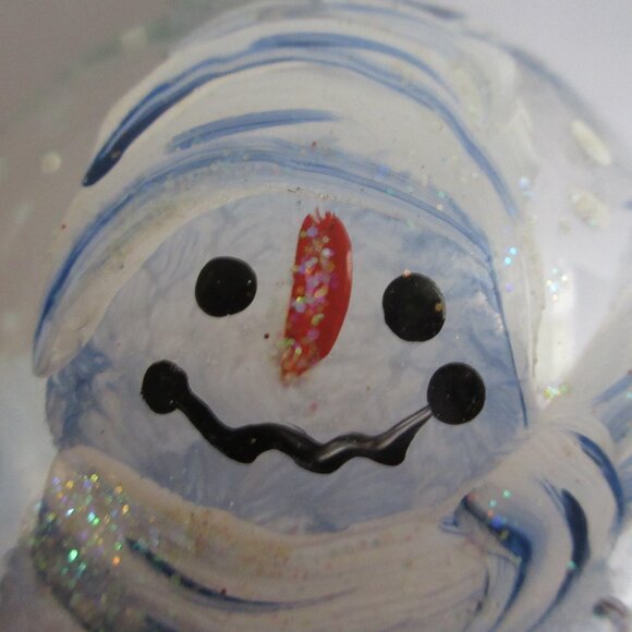 Jumbo G & B Hand Painted Snowman Clear Glass Christmas Ornament Ball 4" - Picture 3 of 12